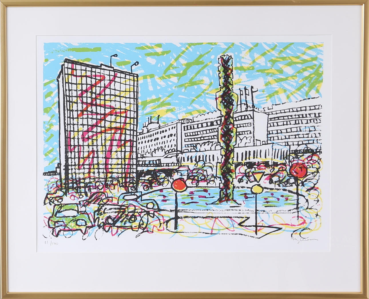 STIG CLAESSON (SLAS). Färglitografi, "Sergels Torg", signerad samt numrerad, 81/100.