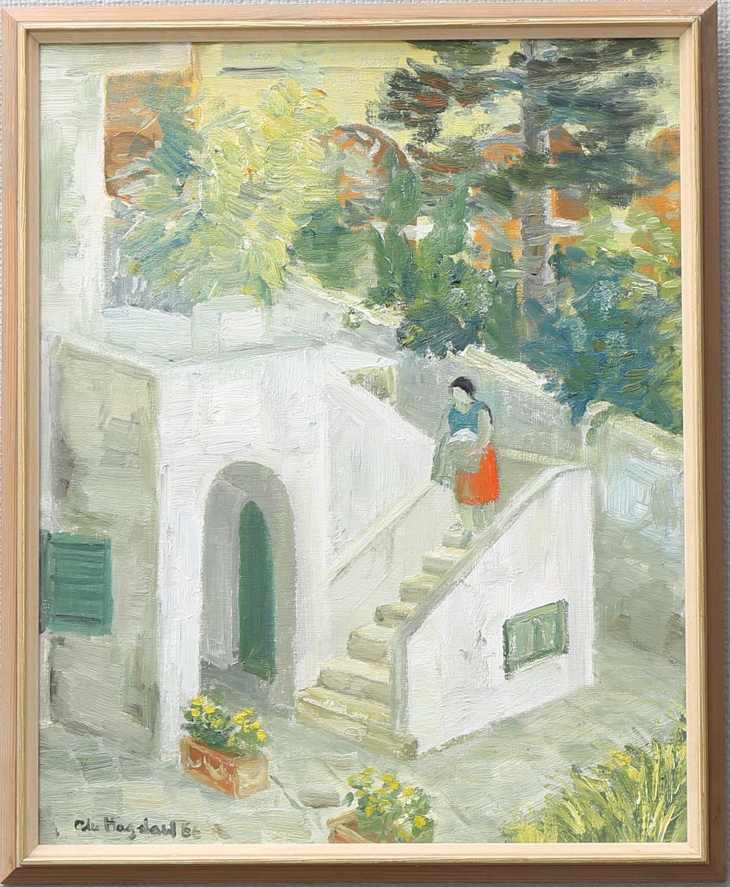 OLLE HAGDAHL. Sydländskt motiv, olja på duk, signerad, daterad 66.