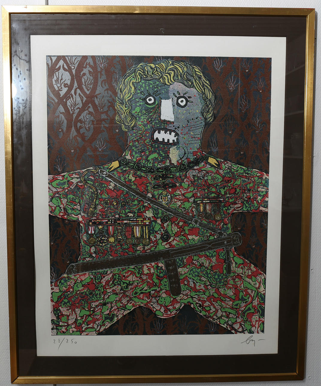 ENRICO BAJ. Litografi, numrerad 28/250, signerad Baj.