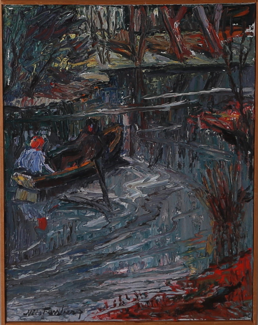 NILS FORSBERG. Bäcken, Olja på duk, Signerad.