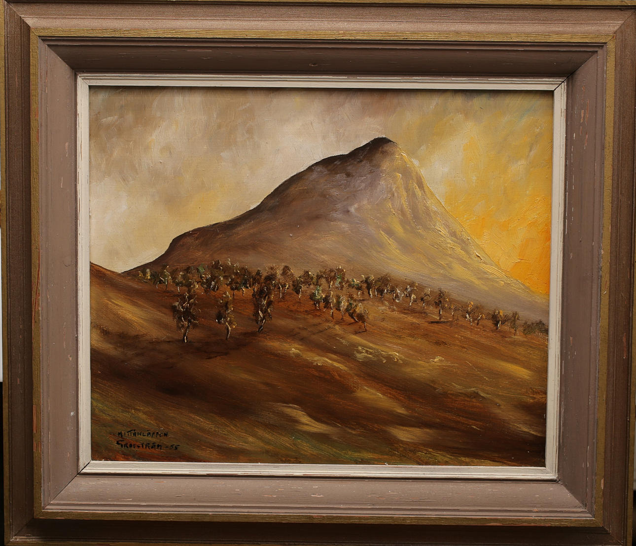 OIDENTIFIERAD KONSTNÄR. Oil on panel, Mittåläppen, signed Grafström, dated 1955.