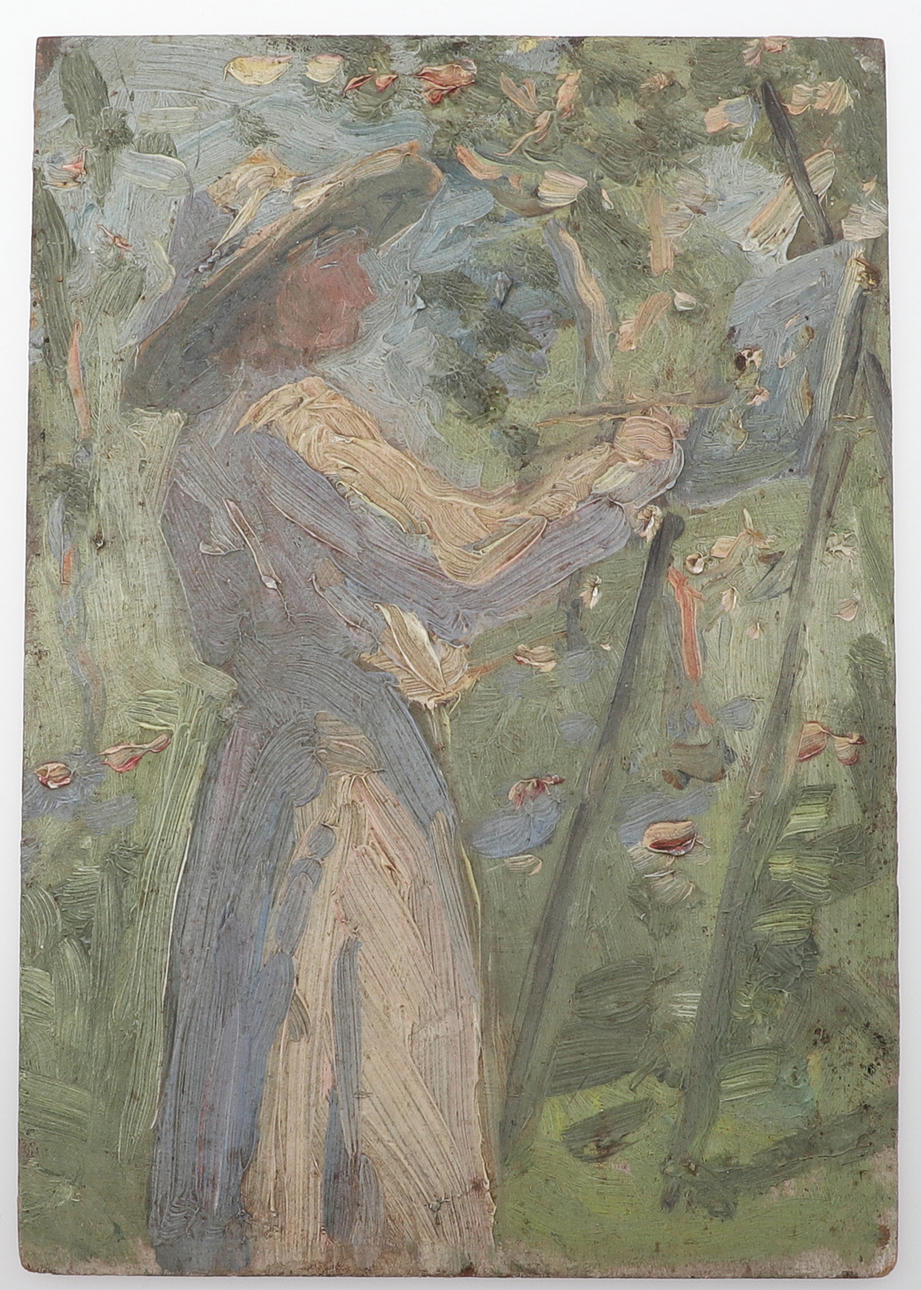 DOROTHEA SHARP (1873-1955). SKETCH OF LUCY (OR FANNY) ELLIS PAINTING IN A GARDEN.