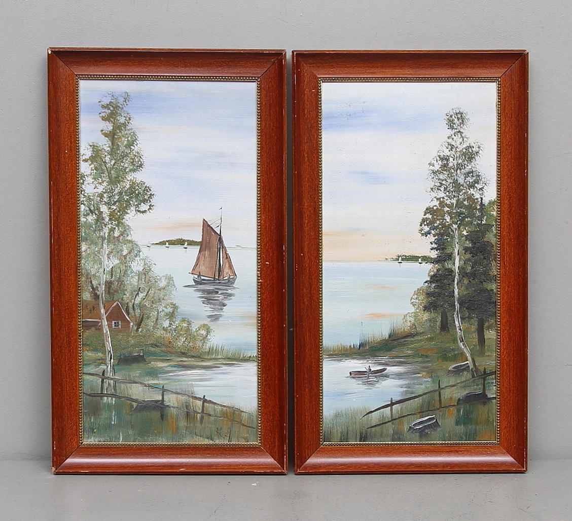 RAMAR, ett par med OLJEMÅLNINGAR, omkring 1900.