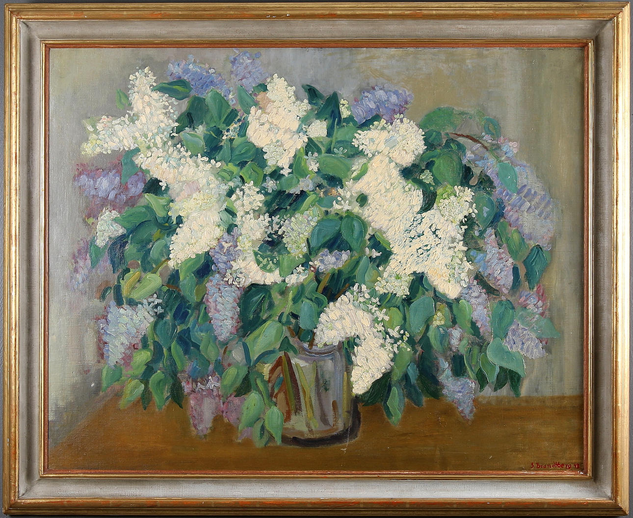 STURE BRANDTBERG. Syrenbukett, olja på duk. Signerad och daterad -43.