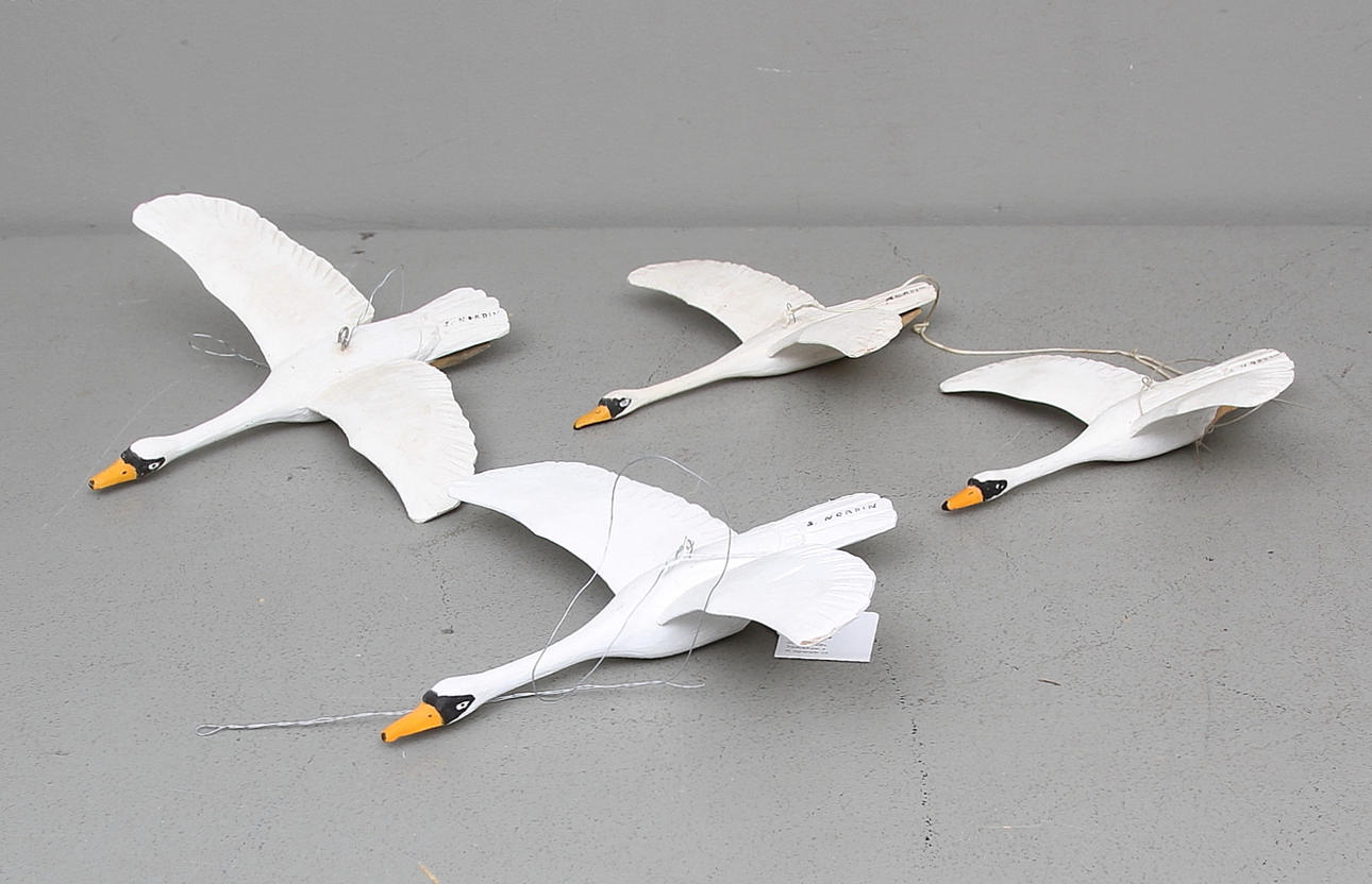 SVEN NORDIN. Träskulpturer, 4 st, signerade.