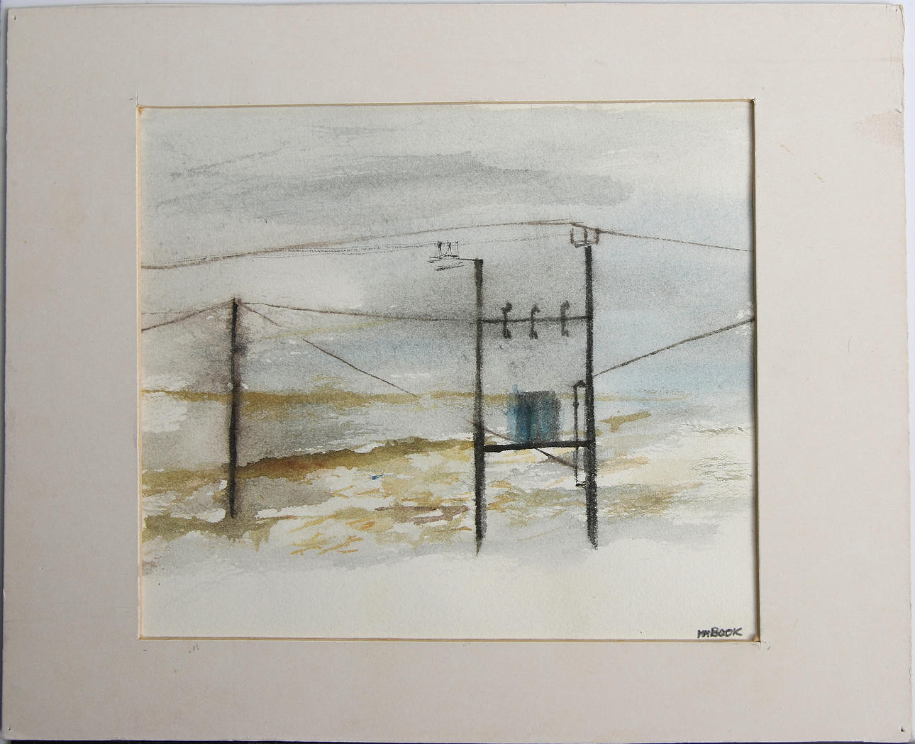 MAX MIKAEL BOOK. "Elektricitet och köld", akvarell. Signerad.