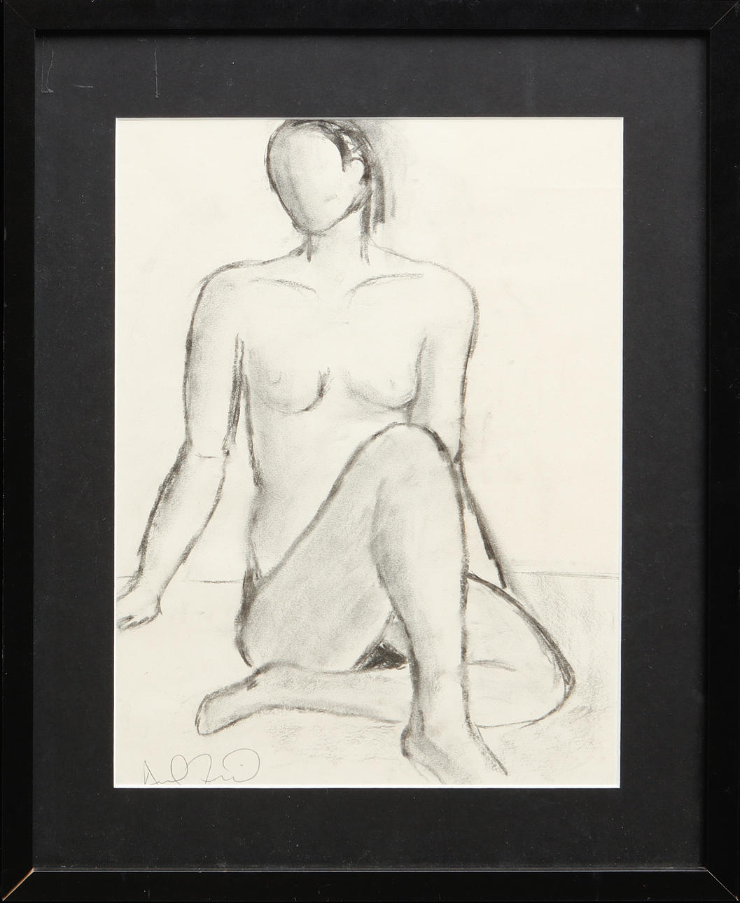 OIDENTIFIERAD KONSTNÄR. Modell, teckning, signerad.