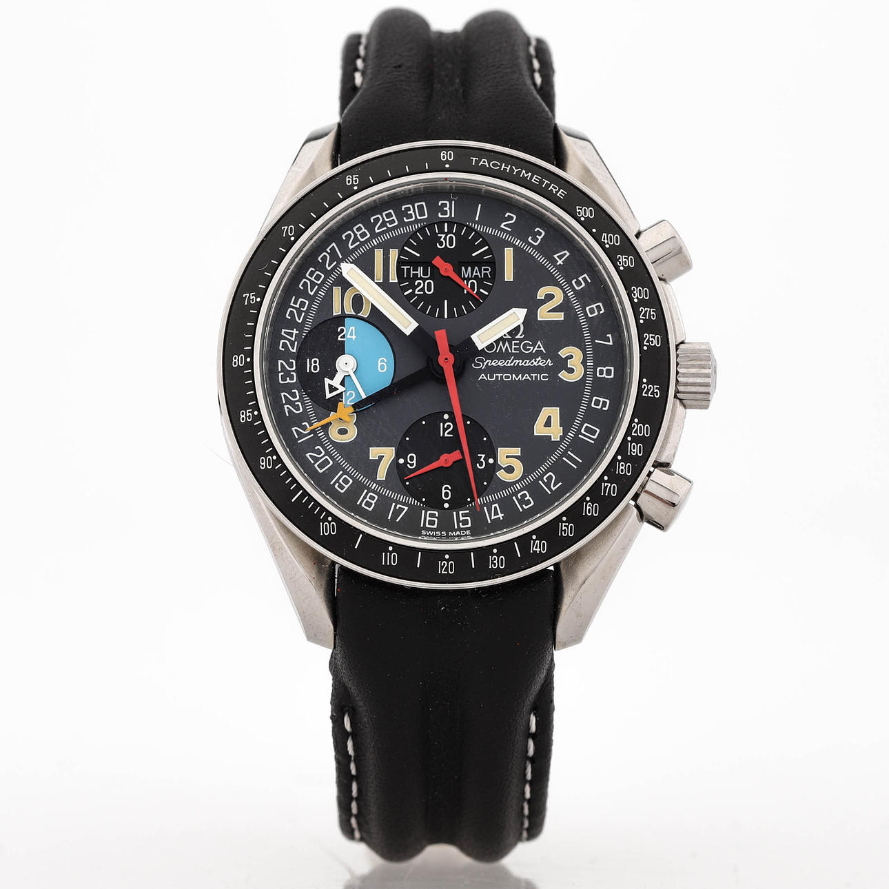 OMEGA SPEEDMASTER, a steel wristwatch, automatic assignment, date, day ...