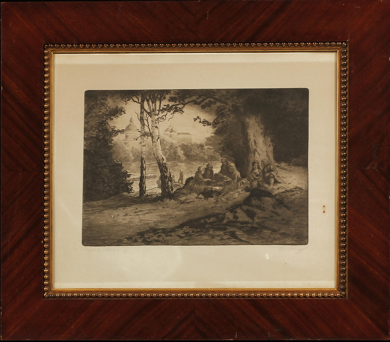 EMIL ÅBERG. "Rococo Gripsholm", Etching, sign.