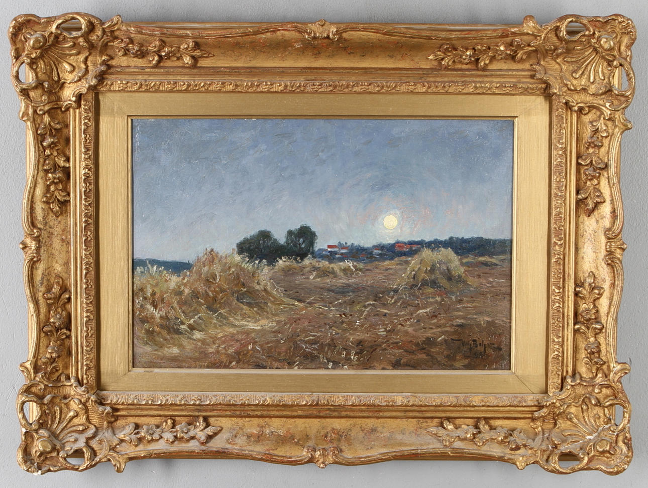 WILHELM BEHM. Månbelyst landskap, olja på duk, signerad.