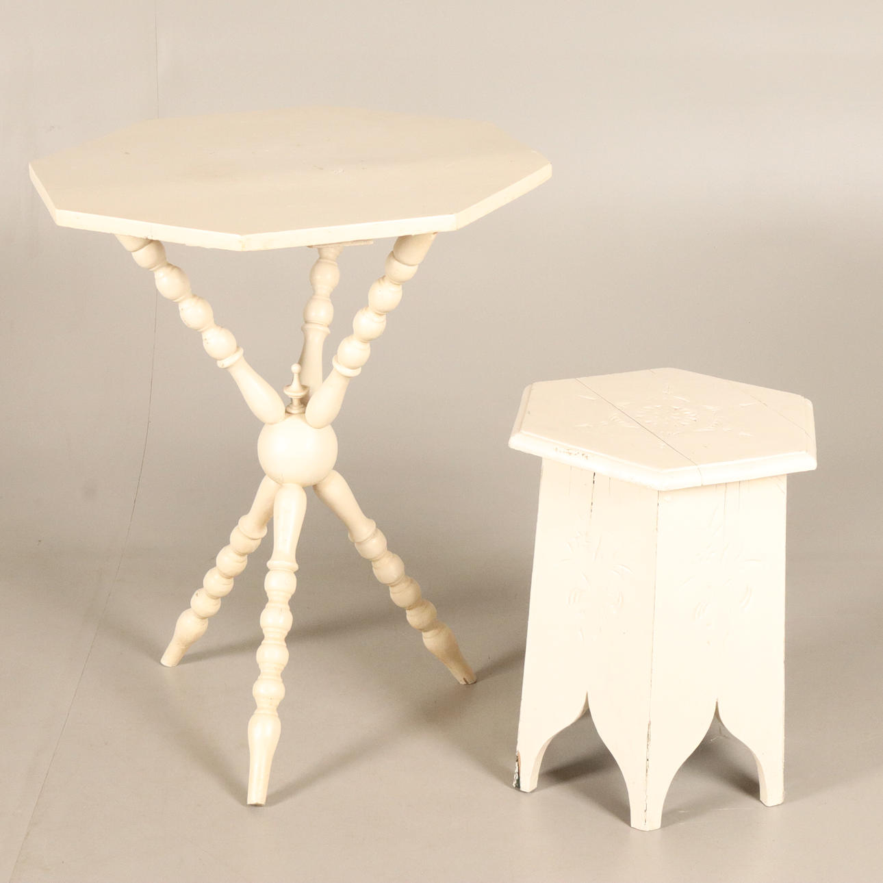 TABLE AND PALLET, painted wood.
