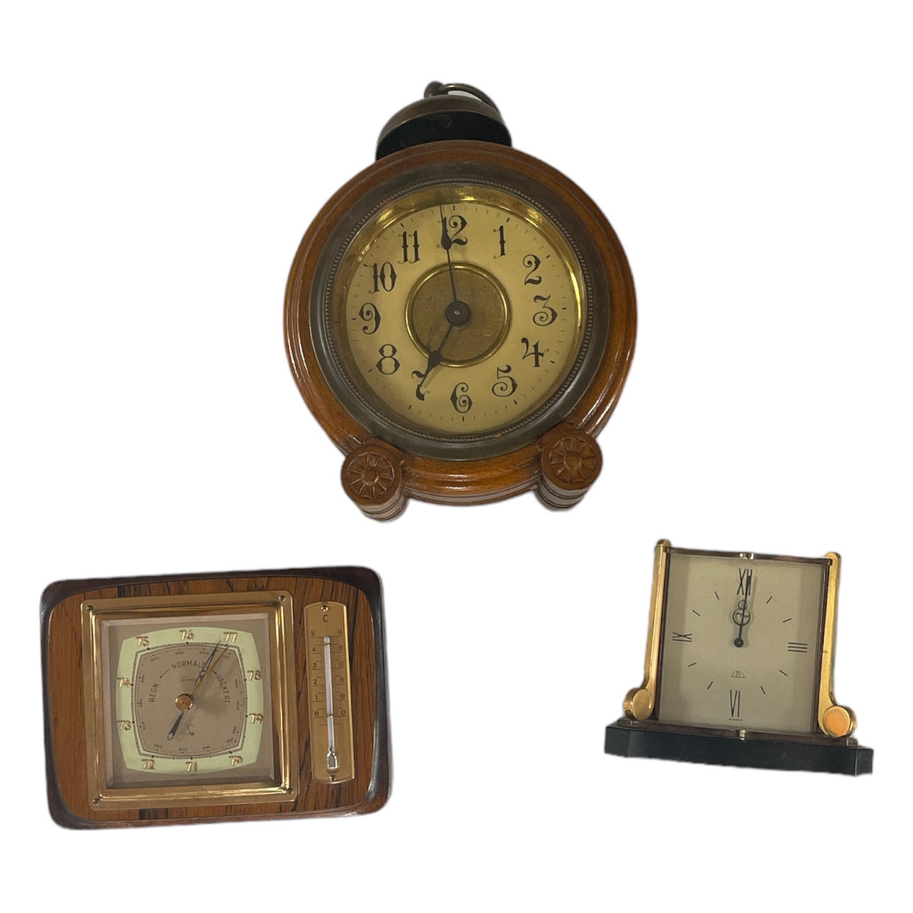 PARTI, barometer samt klockor 2 st.