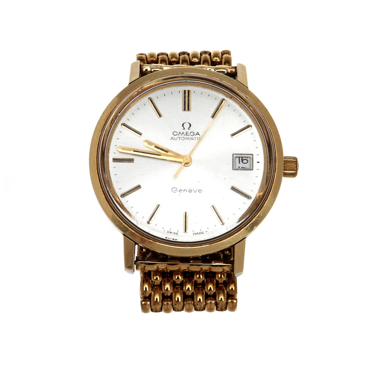 HERRARMBANDSUR, guldpläterat silver, Omega Genève, Automatic.