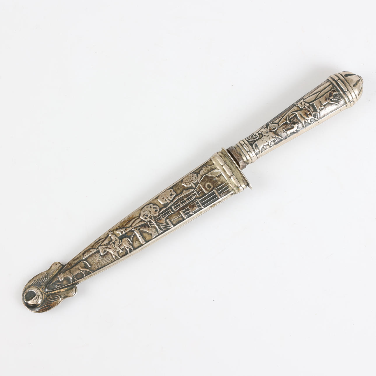KNIFE, so-called Gaucho, silver plated, Argentina.