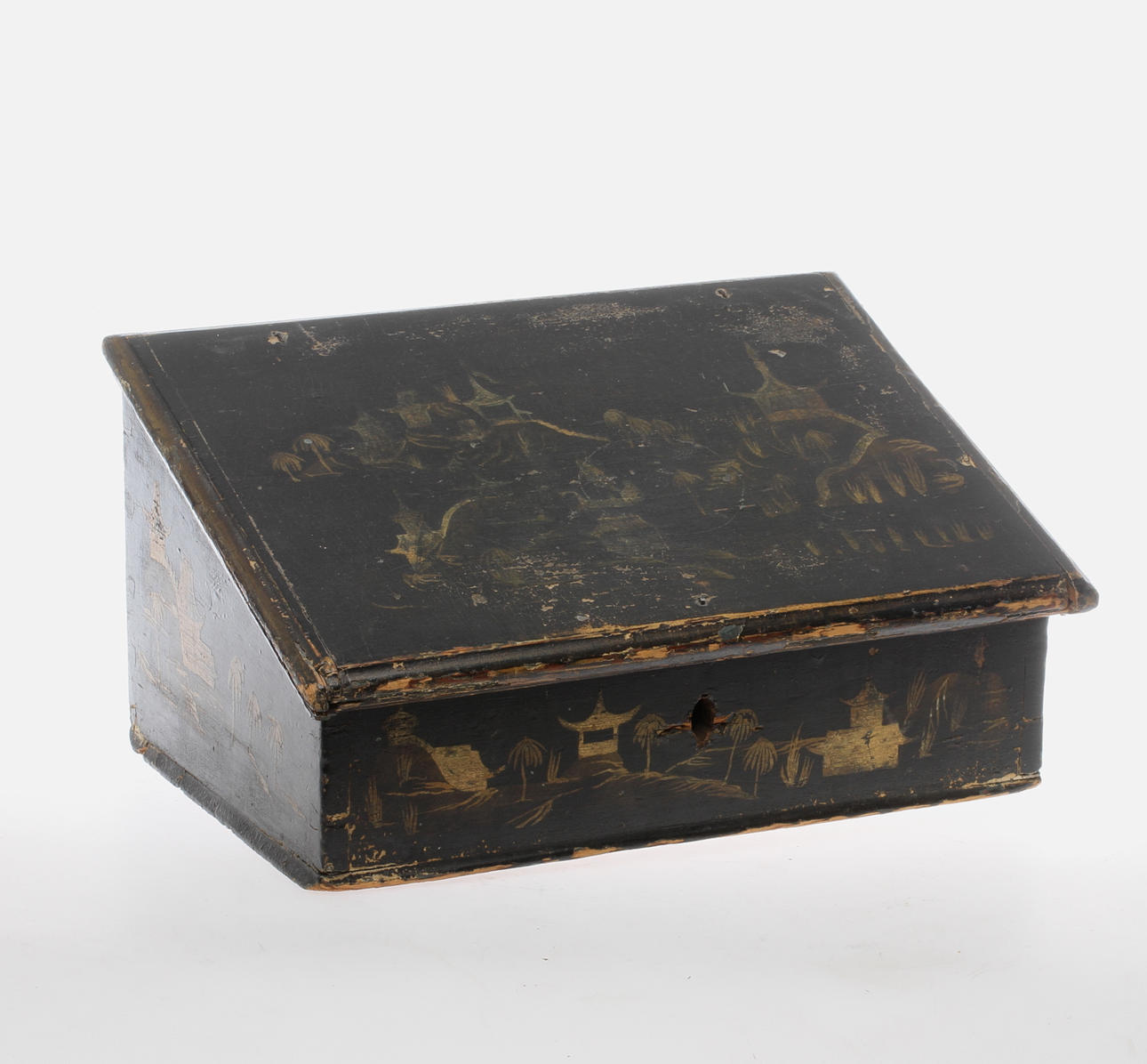 SKRIVSCHATULL, med kinesiserande dekor, 17/1800-tal.