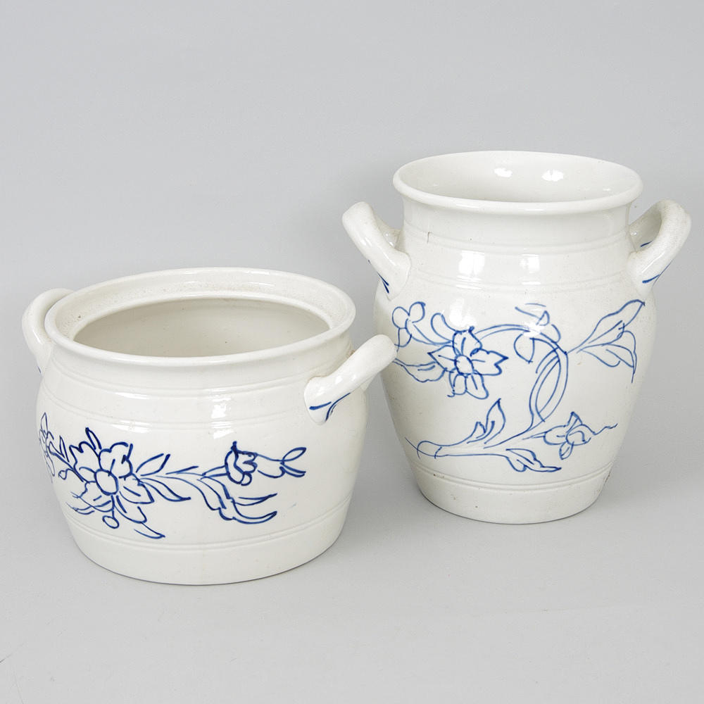 KRUS, 2 stycken, bli/vit keramik, Rörstrand.