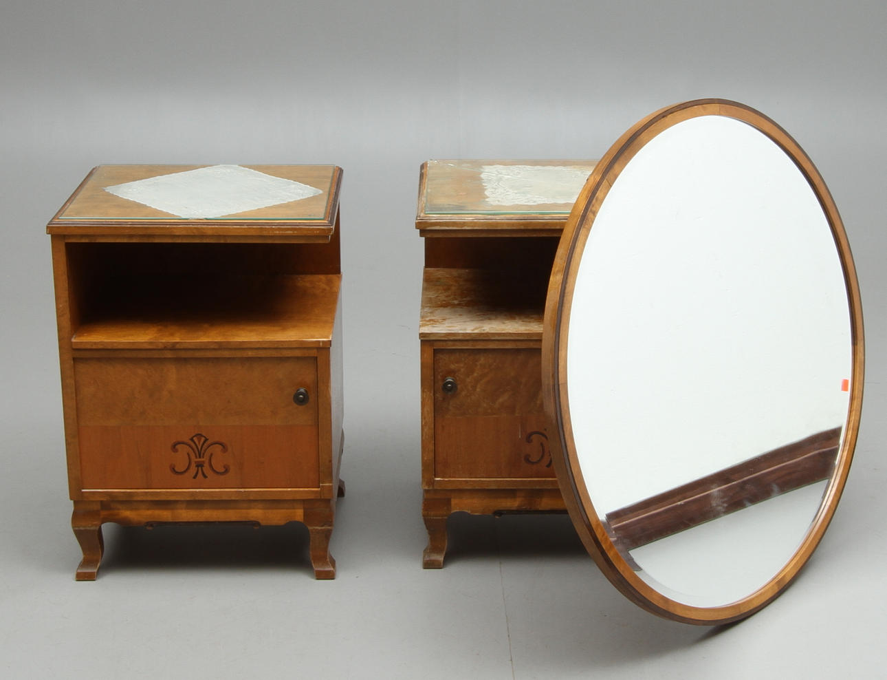 NATTDUKSBORD, ett par, SPEGEL, 1900-talets första hälft.