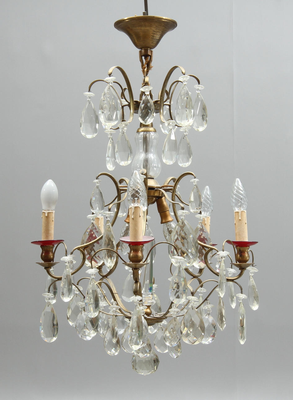 LJUSKRONA, 5 st ljusarmar, rokokostil, 1900-tal.