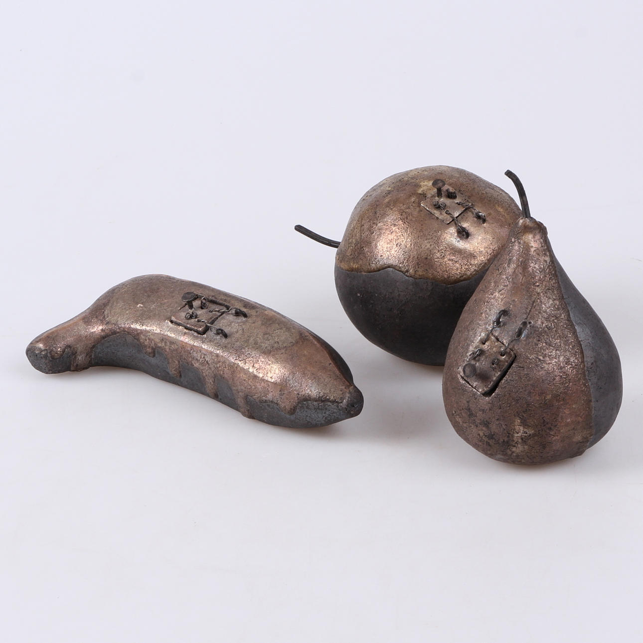 SKULPTURER, metall, frukt, Gudrun Kellerman, Oxelösund.