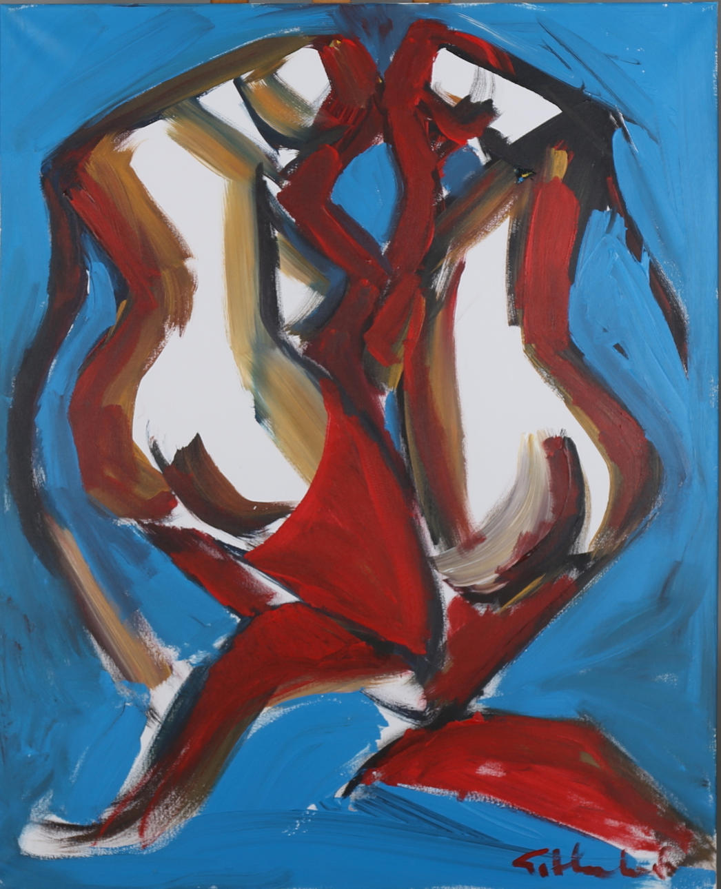 GÖRAN HAUSENKAMP. Modeller, akryl på duk, signerad G Hausenkamp.