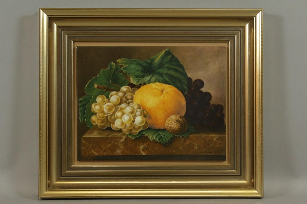 PORSLINSMÅLNING, Royal Copenhagen, Stilleben efter Johan Laurentz Jensen.