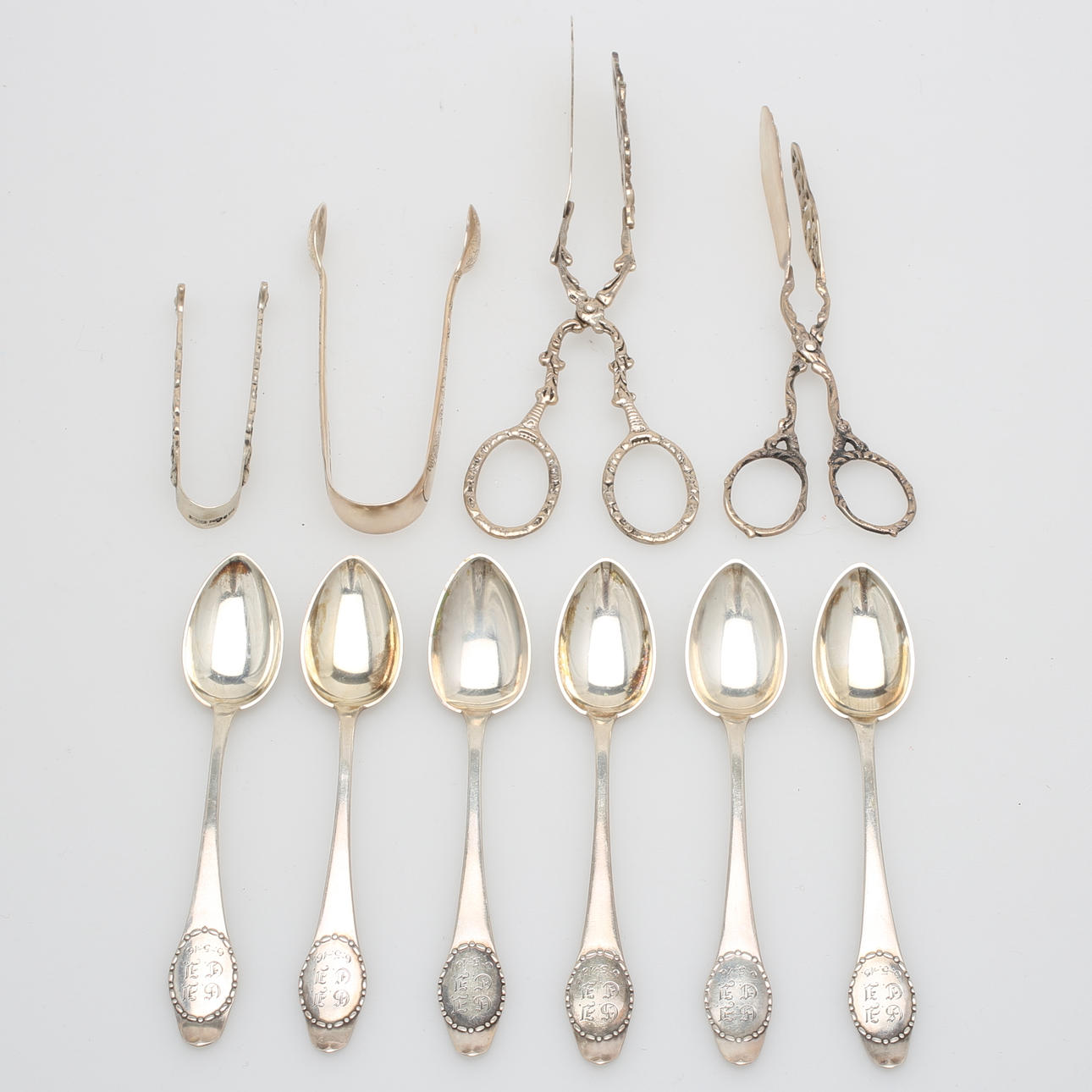 SILVERFÖREMÅL, 10 st, bl a Birmingham 1884, vikt 170 gram.