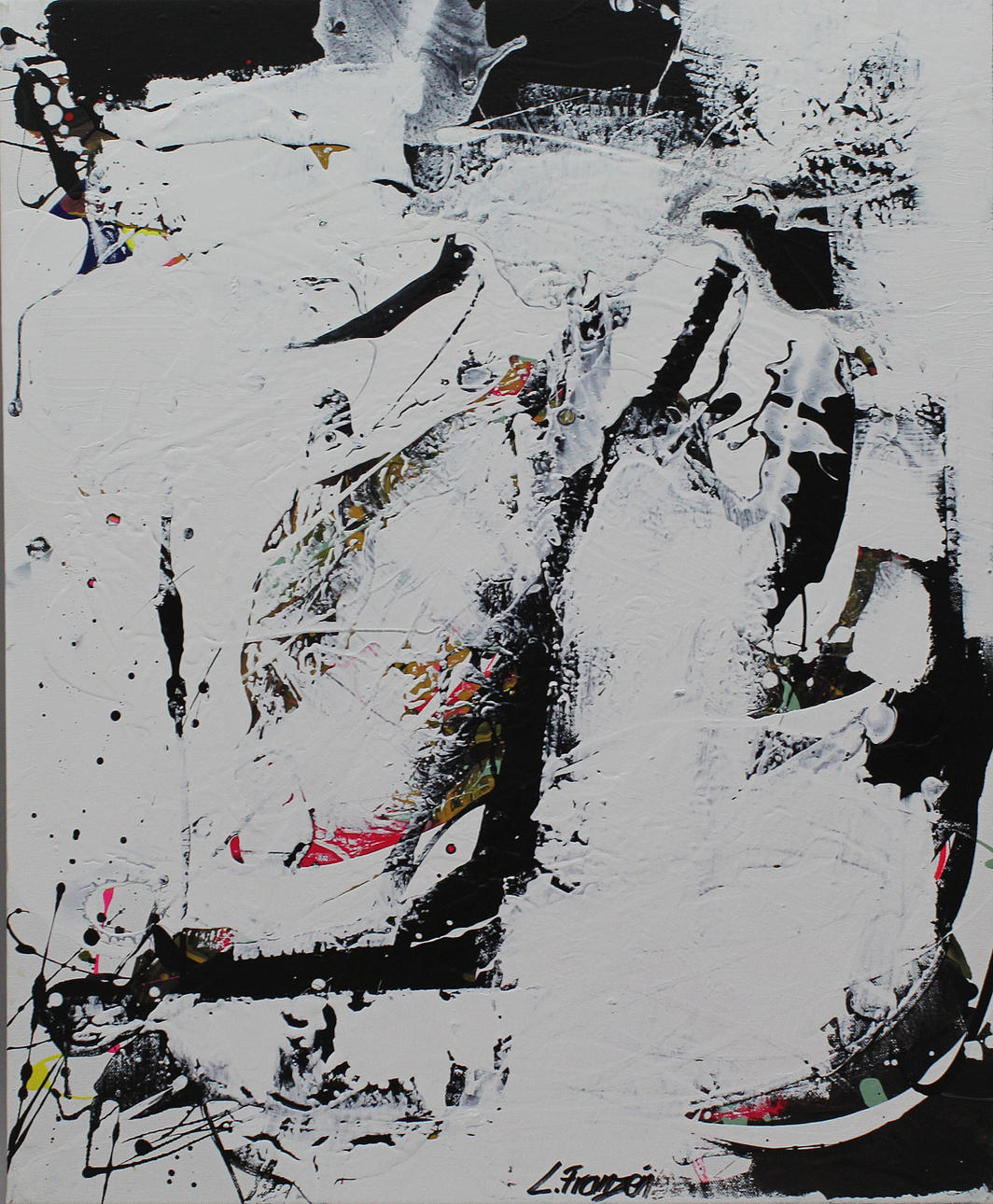 LUDVIG FRANZÉN. Komposition. Akryl på duk. Signerad L Franzén.