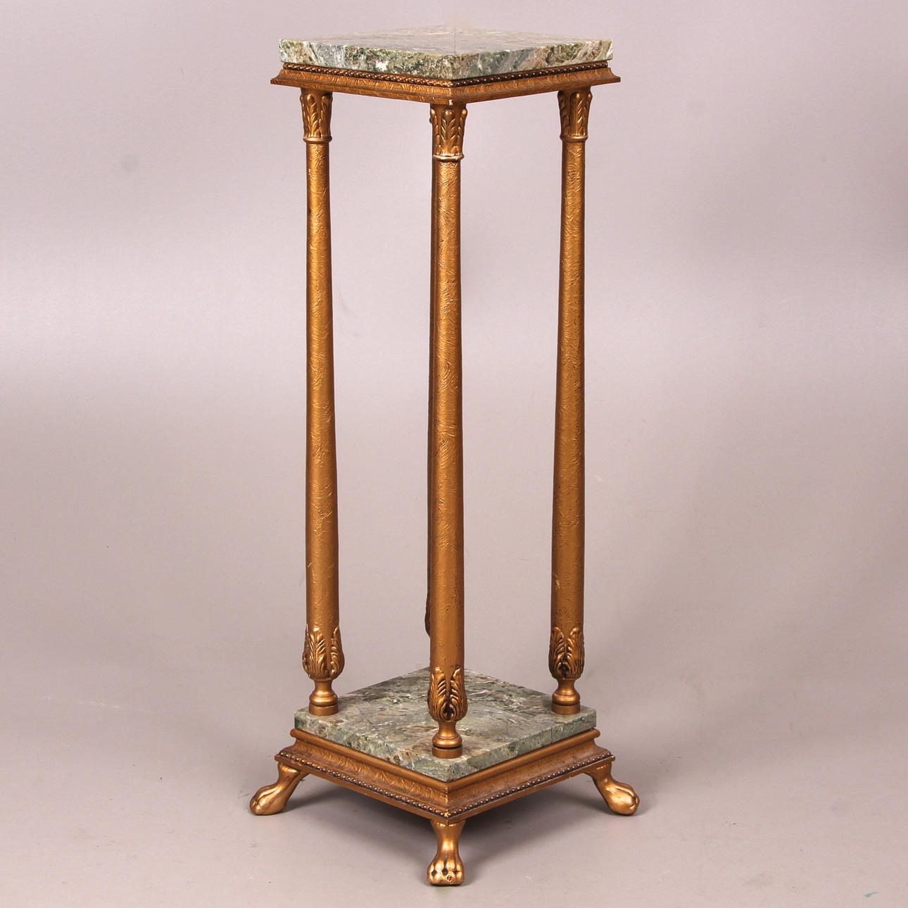 PIEDESTAL, med stenskiva, förgylld, 1900-tal.