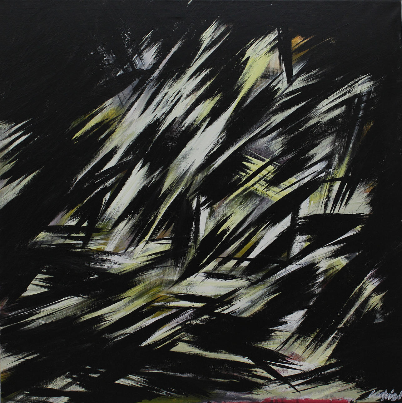 LUDVIG FRANZÉN. Komposition. Akryl på duk. Signerad L Franzén.