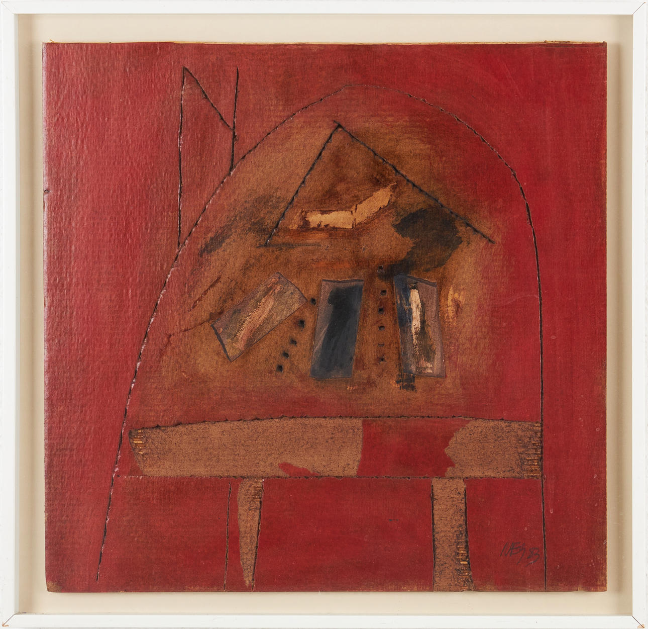 ARAMIS NEY. (born 1943): Composition, signed and dated 83, mixed media.