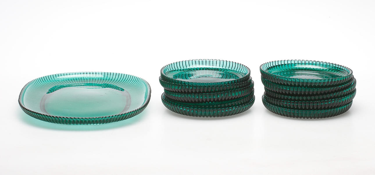 SERVISDELAR, 11 delar. glas, Arthur Percy, Gullaskruf.