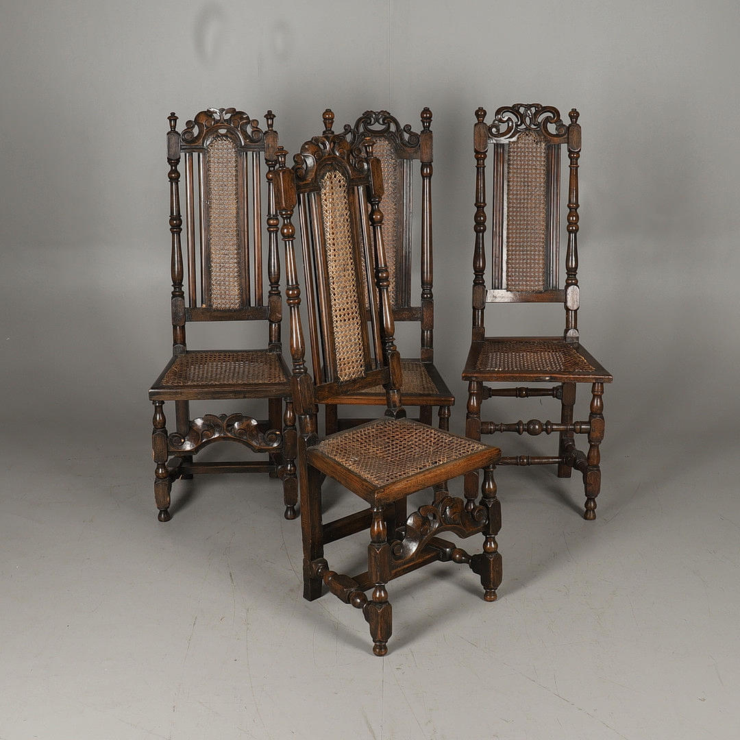A MATCHED SET OF FOUR CAROLEAN STYLE HIGH BACK CHAIRS. Furniture ...