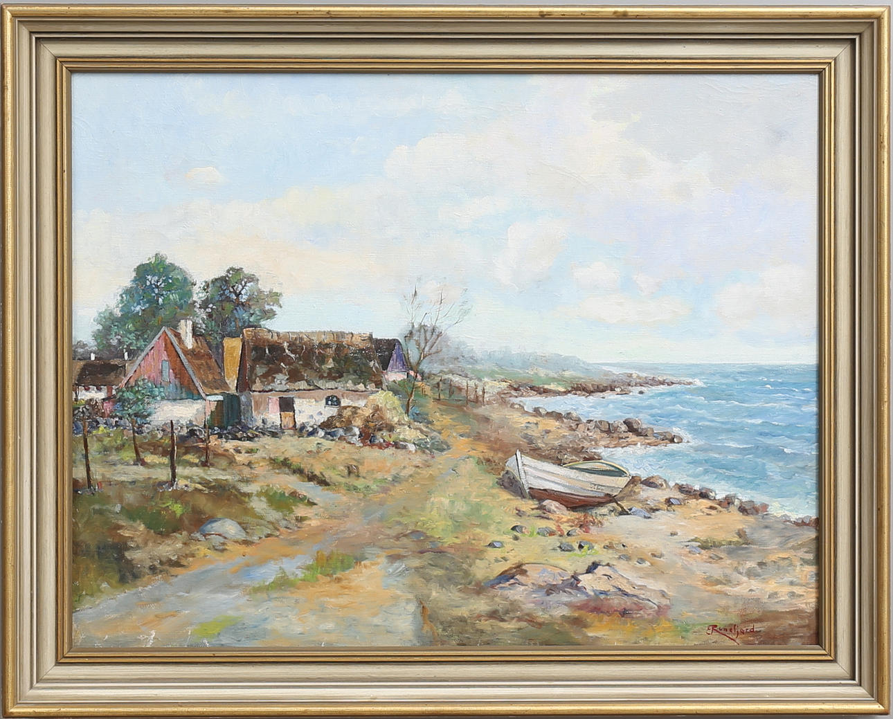 EMIL RUNEFJORD. 1903-1973, "Strandmotiv från Abbekås". Olja på duk, signerad.