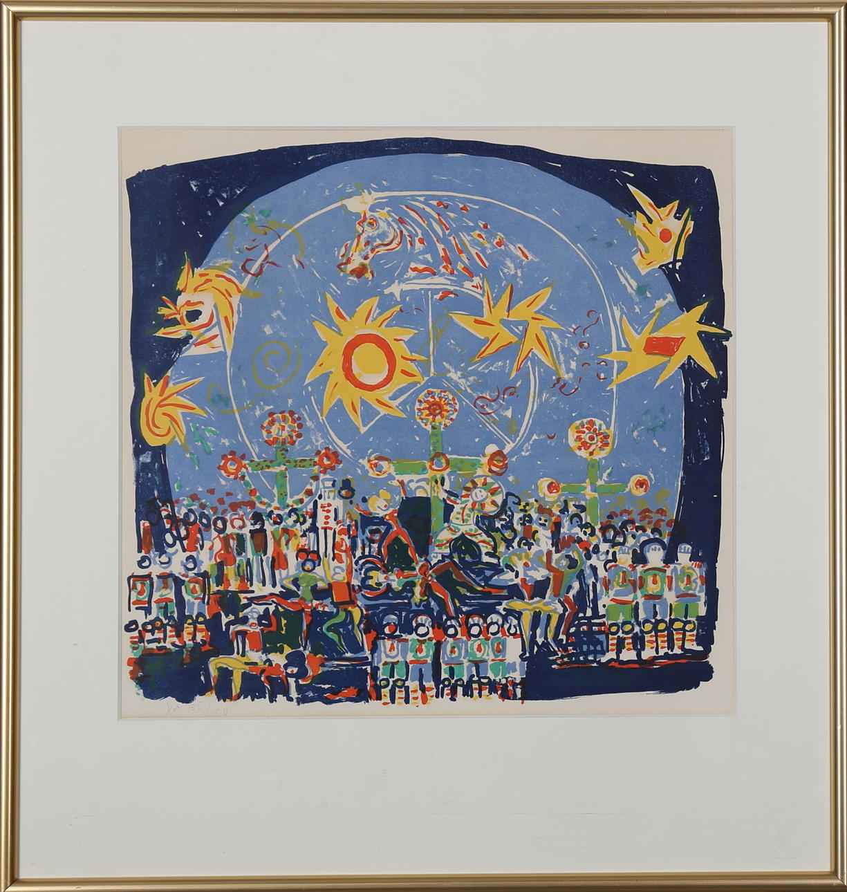 SVEN X:ET ERIXSON. Färglitografi, "Midsommarfesten" signerad X:et samt numrerad 135/350.