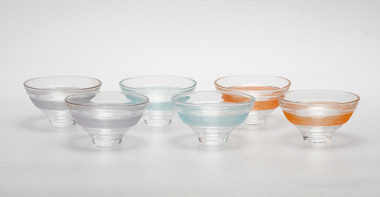 DESSERTSKÅLAR, 6 st, glas, 1900-talets andra hälft.