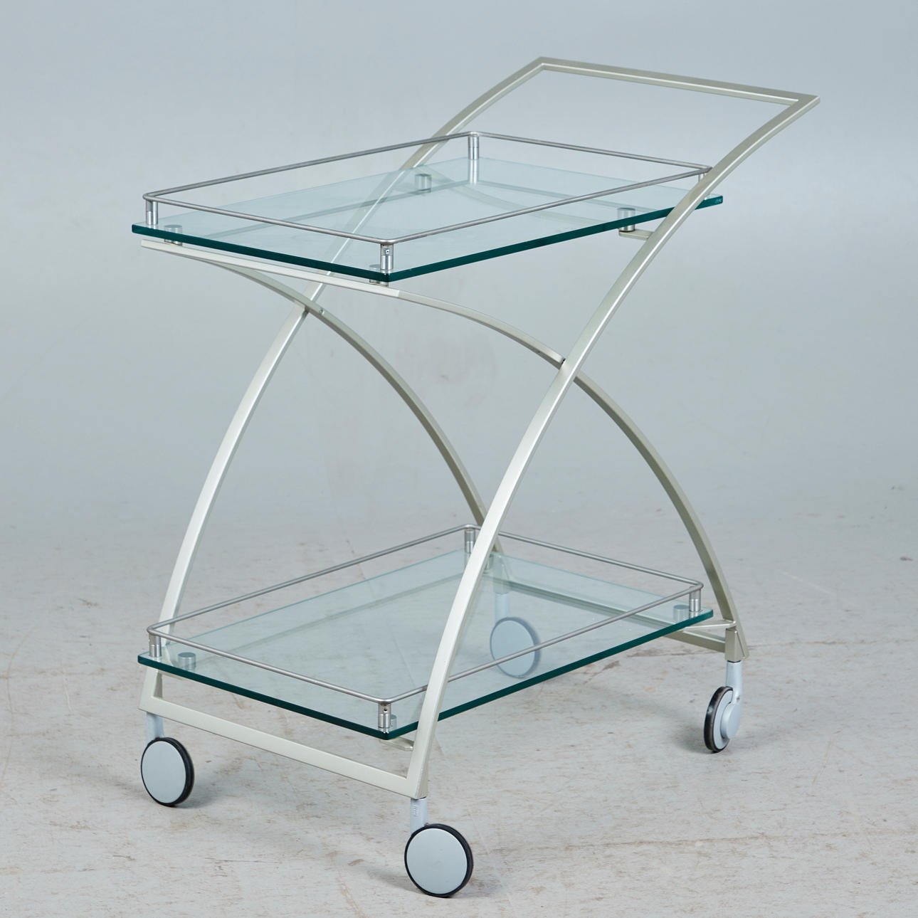 Rollwagen / Beistellwagen, Glas, Metall.