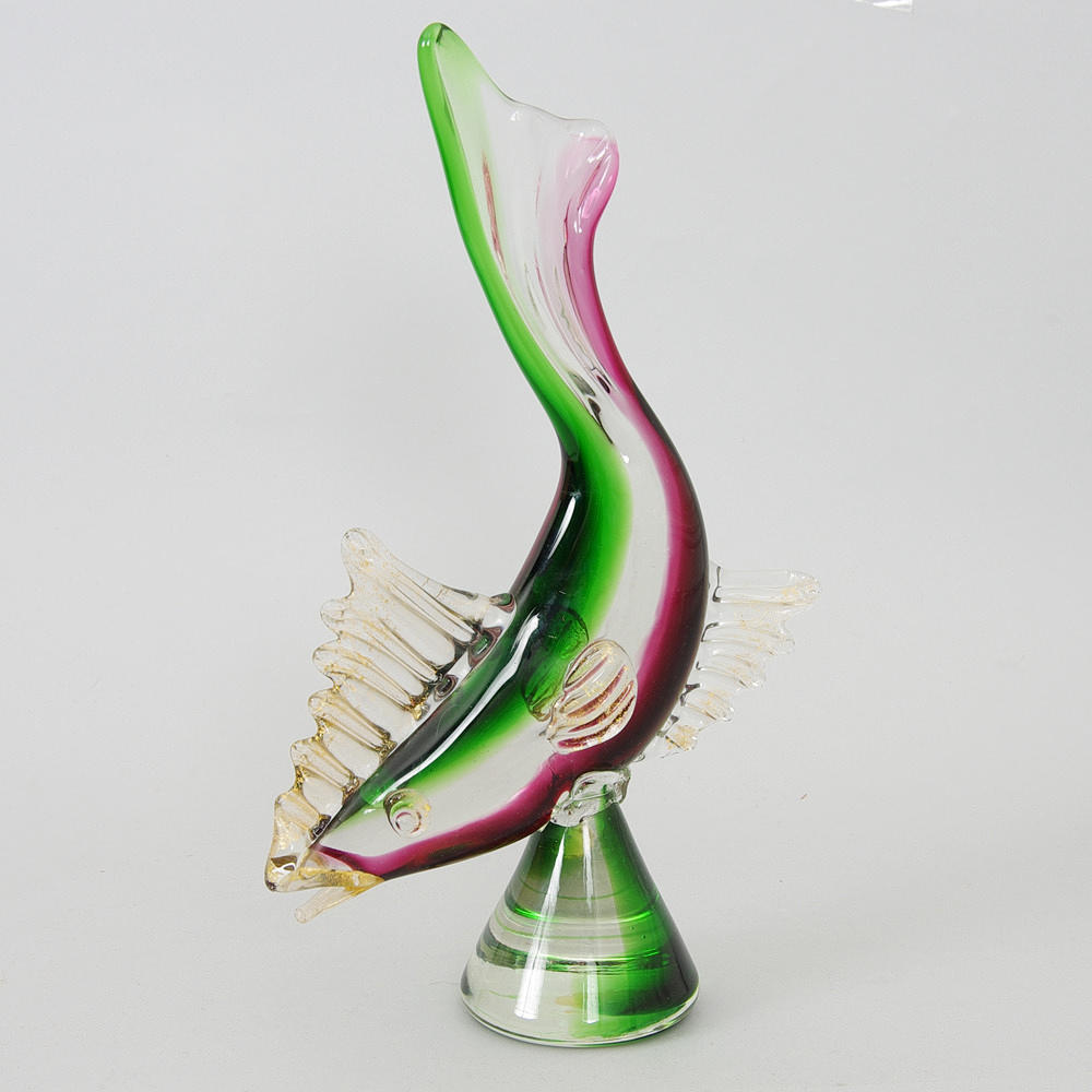 SKULPTUR, fisk, glas, Murano.