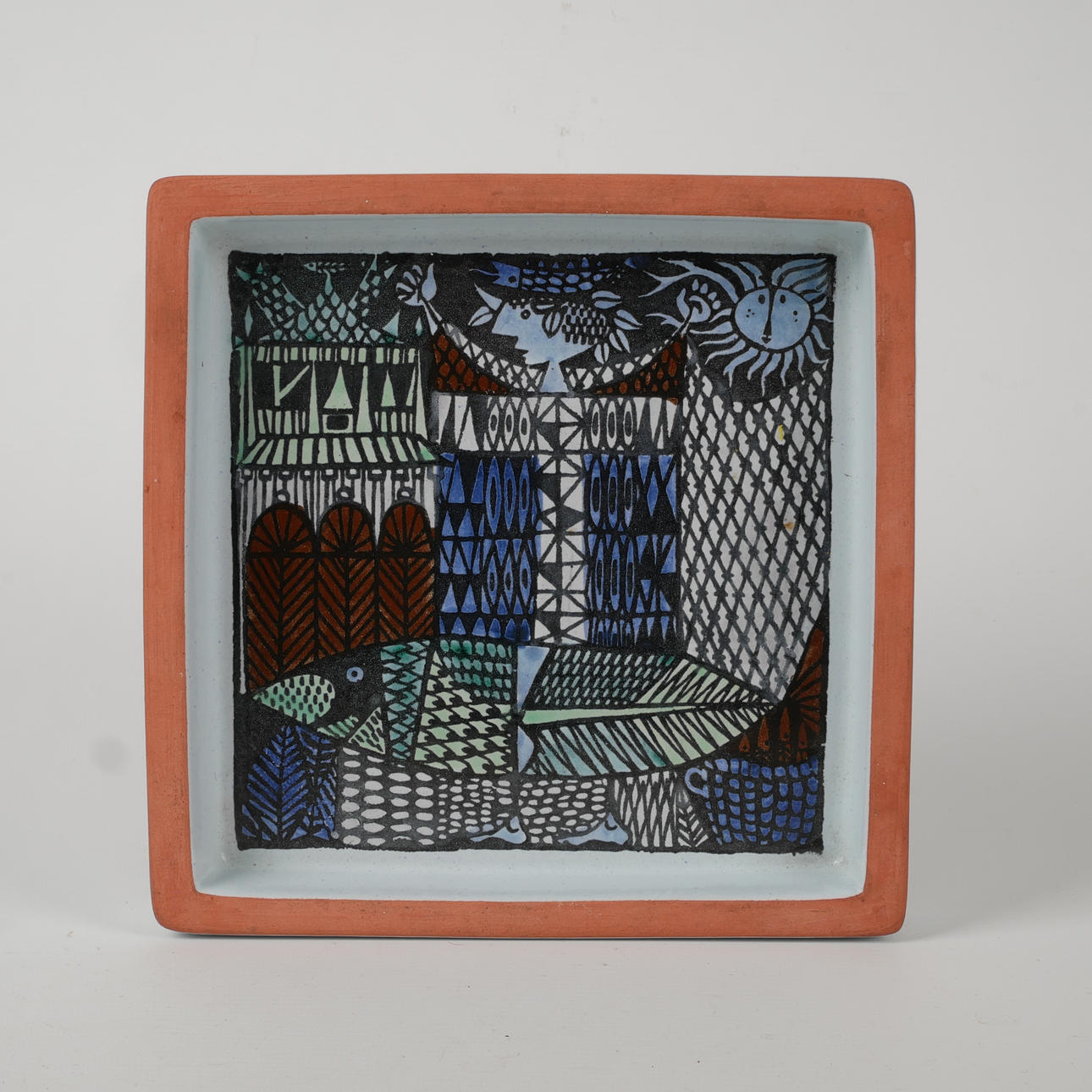 STIG LINDBERG. Fat, "Karneval", fajans.