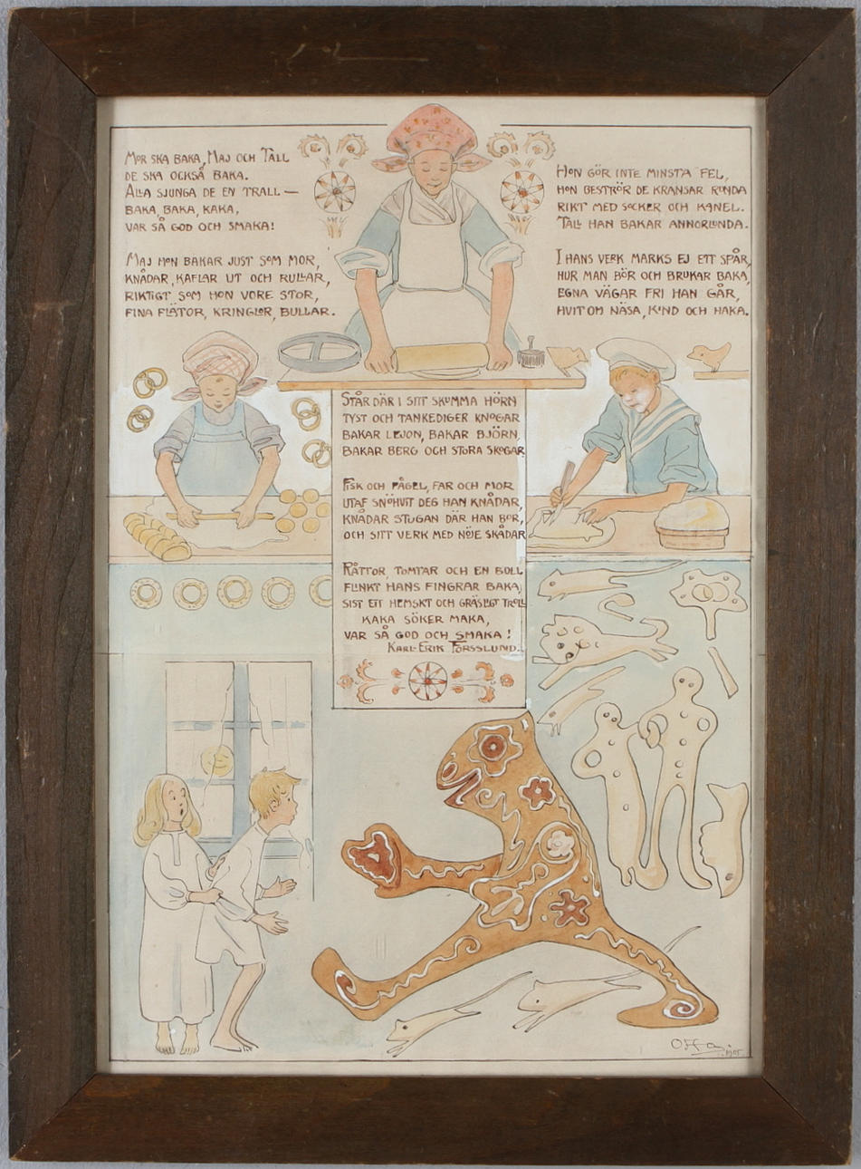 OIDENTIFIERAD KONSTNÄR. blandteknik, troligen förlaga till tidning, märkt Otta 1905.