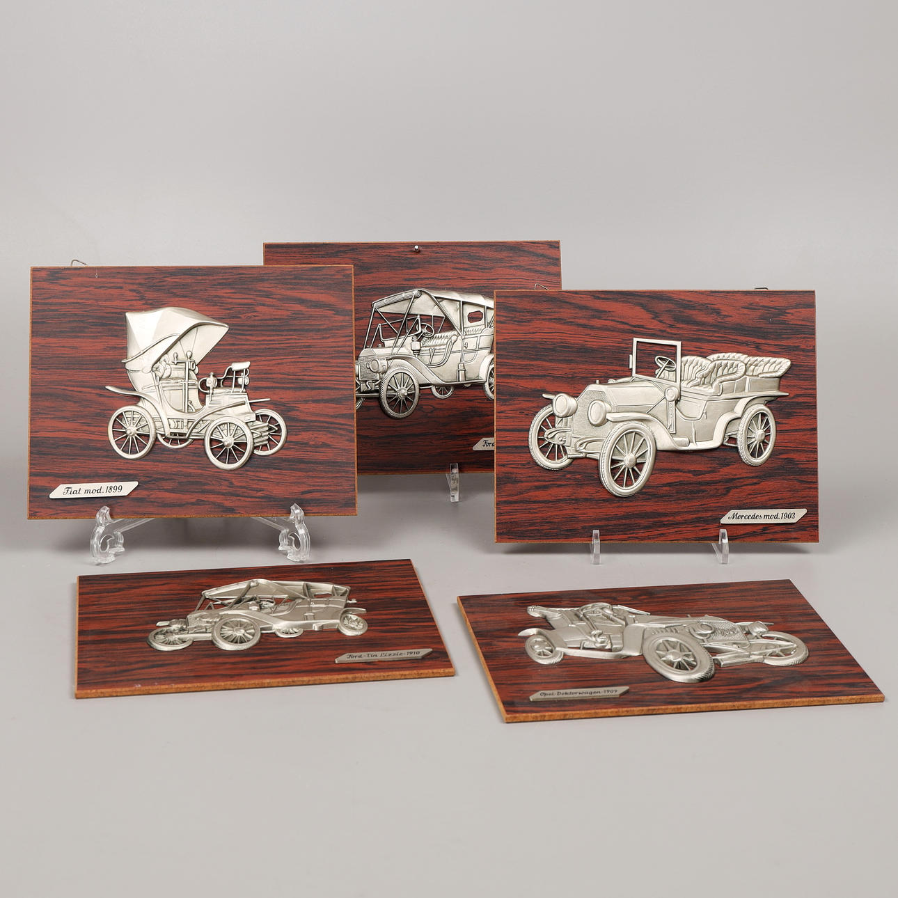 PLACKETTER, 5 st, bilmotiv, 1970-tal.