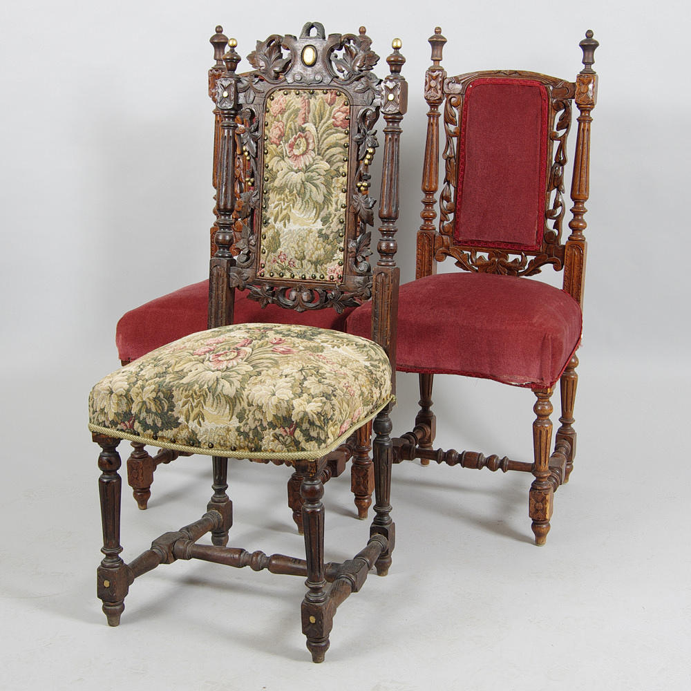 STOLAR, 2+1 stycken, ek, nyrenässans.