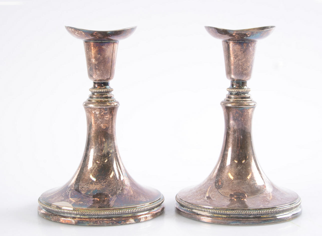 LJUSSTAKAR, 1 par, silver, design Eric Löfman för MGAB, Uppsala 1974.