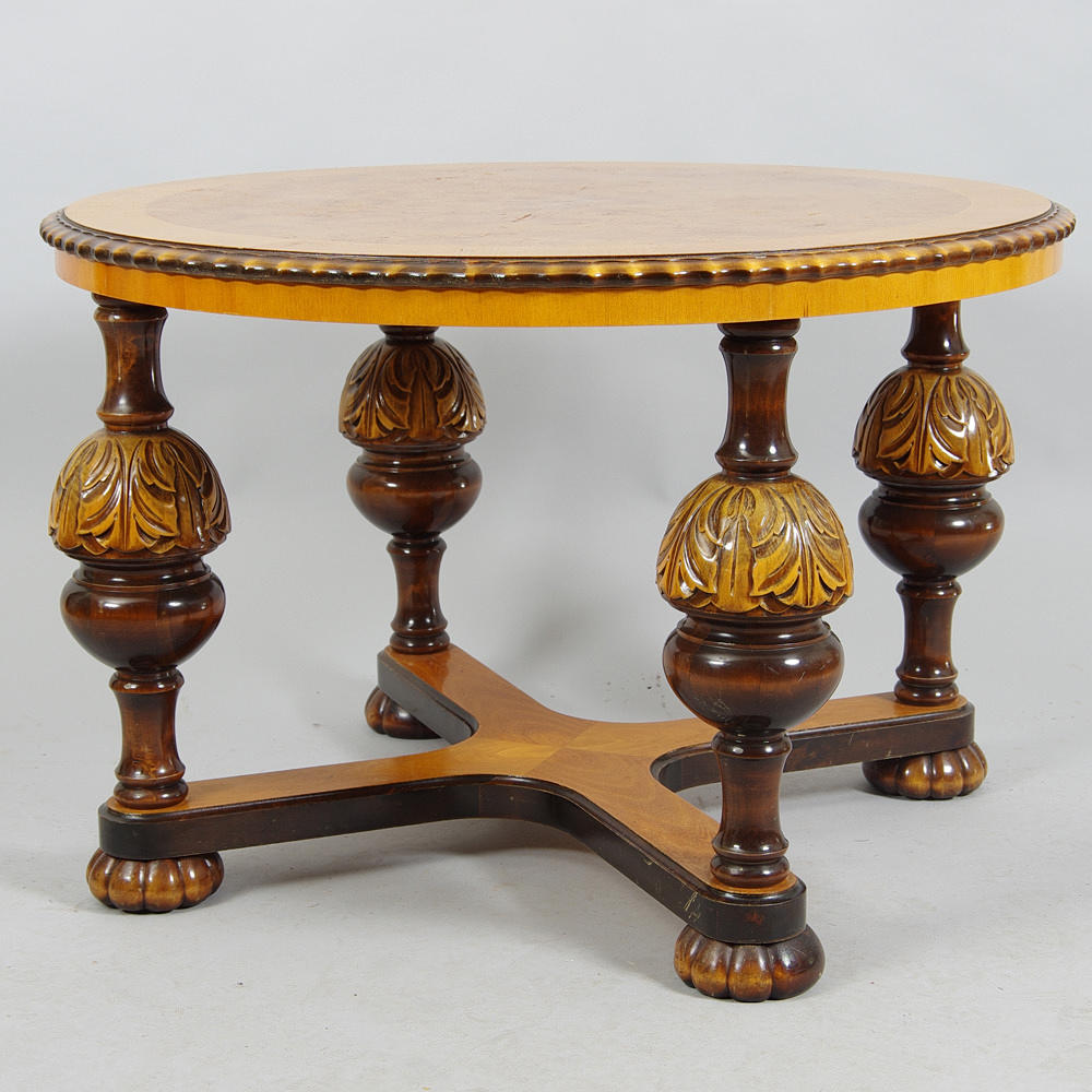 SOFFBORD, björk/alm, rotfaner, 1930/1940-tal.