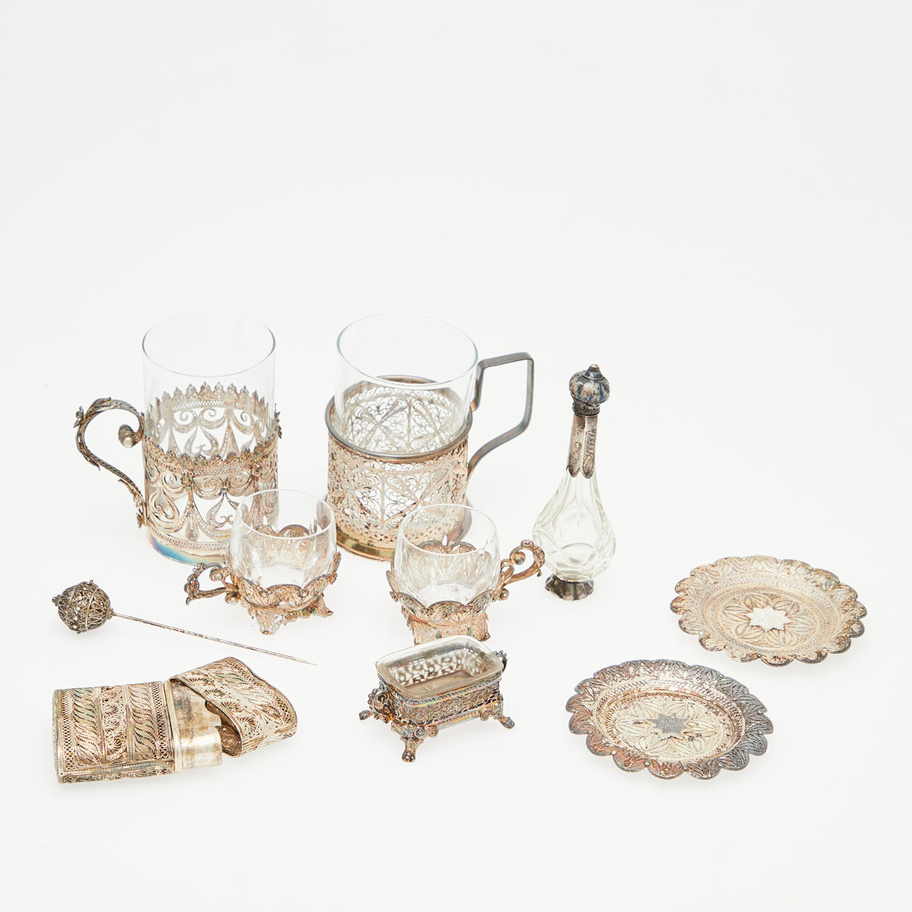 Tischset / Tafelservice, Silber, Glas (10).