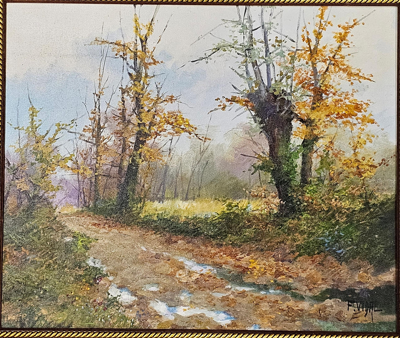 FRANCISCO VIDAL. BOSQUE EN OTOÑO, ÓLEO SOBRE LIENZO.