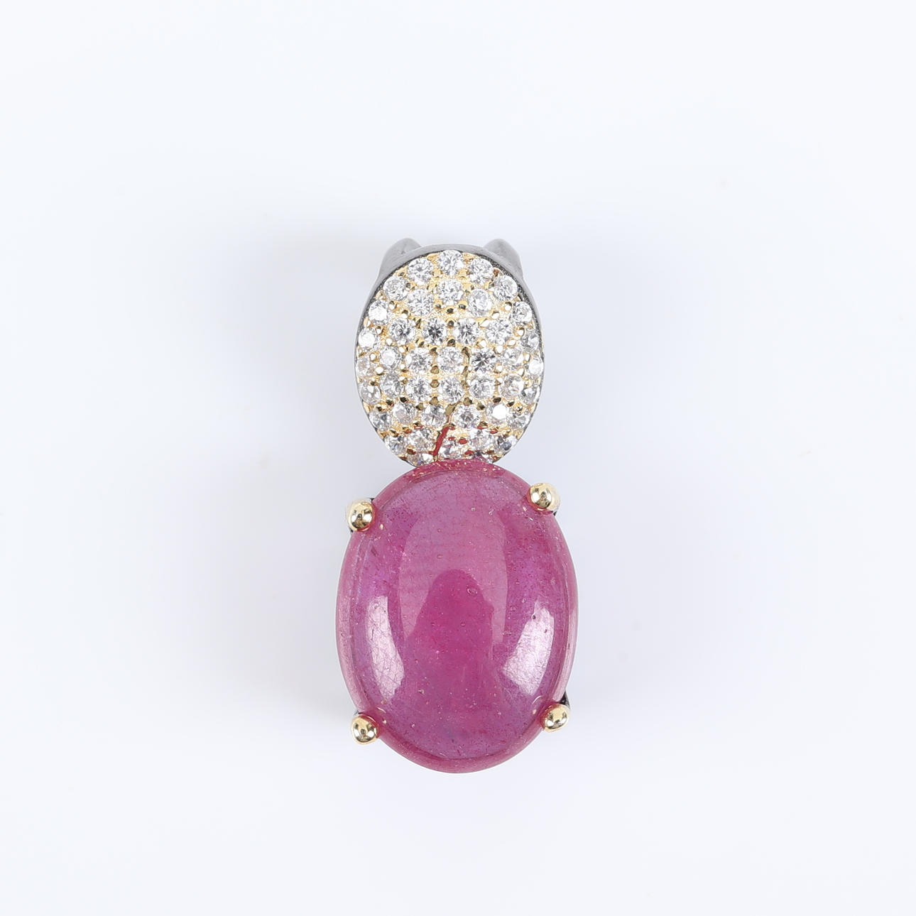 VEDHÆNG, Sterling sølv, Rubin, hvide sten.