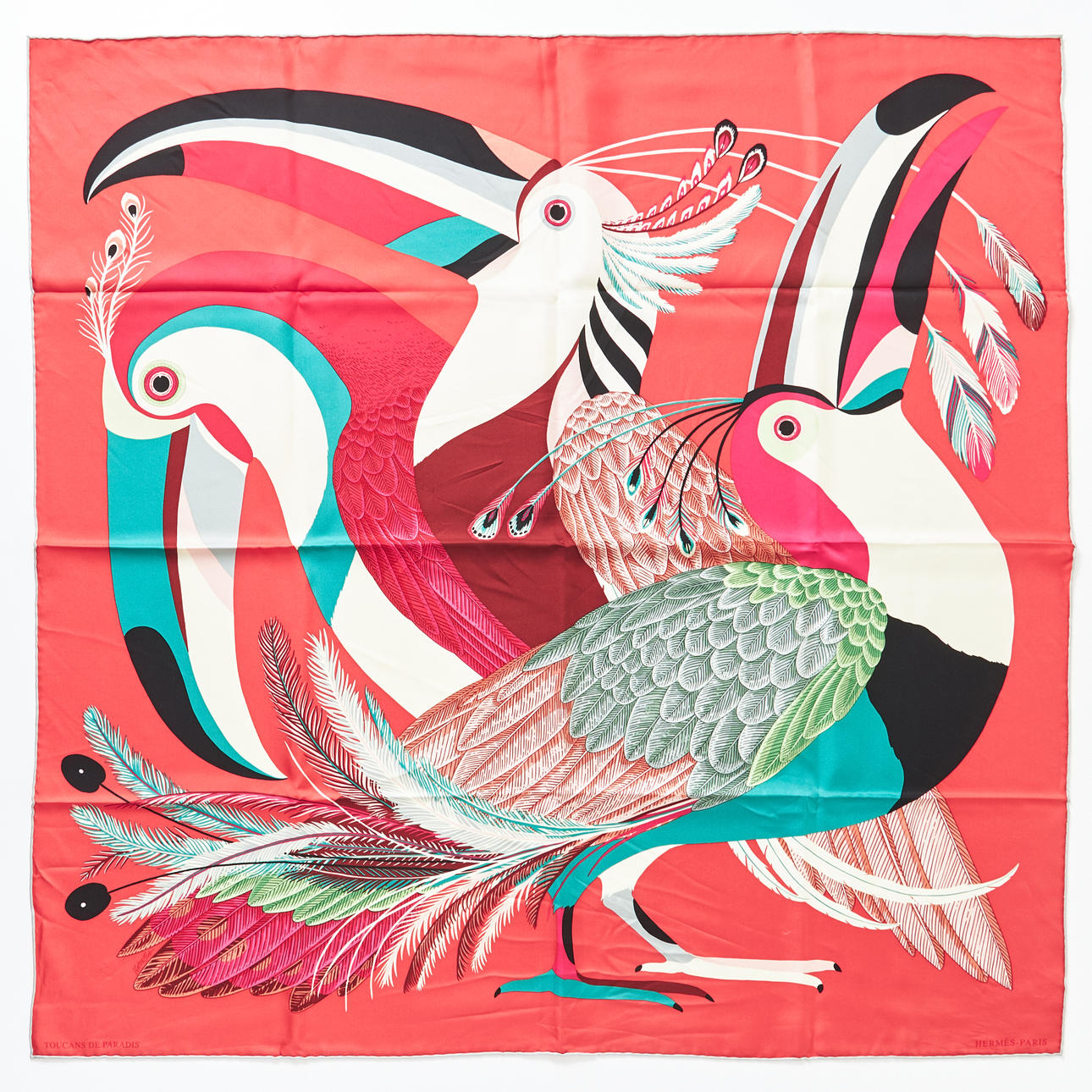 HERMÈS, “Toucans de paradise”, scarf, silk, polychrome colors with