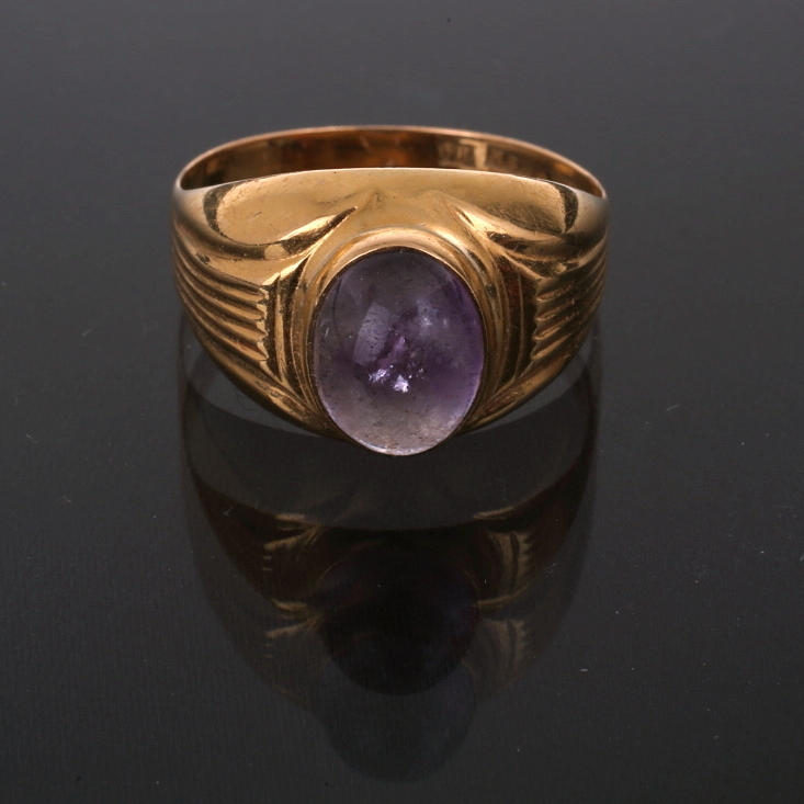 RING guld 18K, med ametist, vikt 3,2 gram.