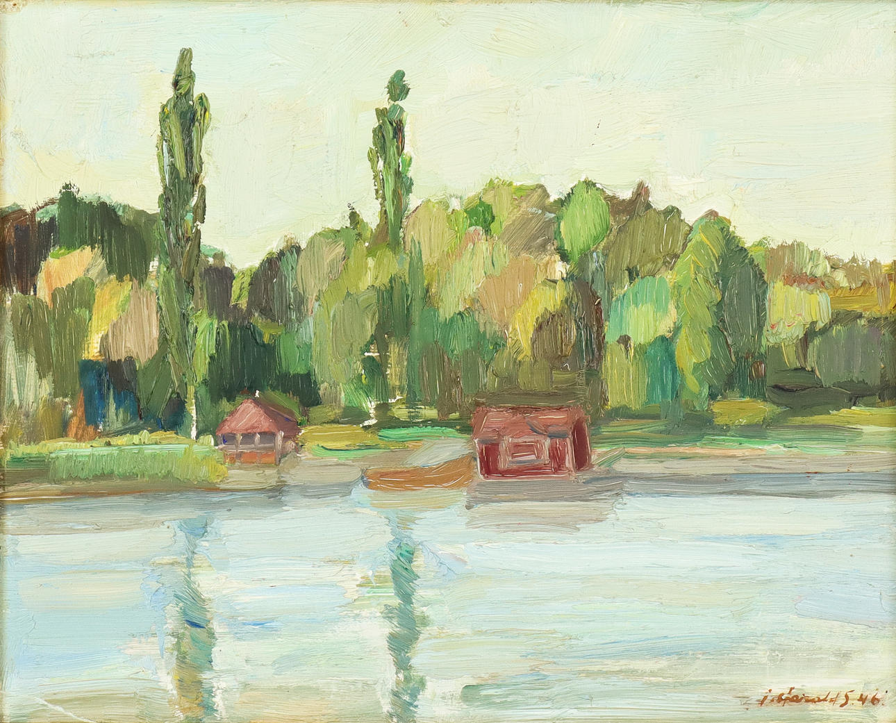 HARALD SALLBERG. Landscape, signed and dated -46, oil on panel.