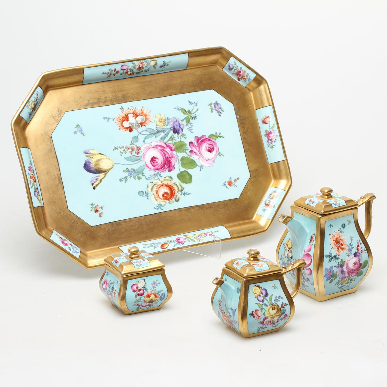 TÉTE A TÉTE, 4 delar, porslin, Sevres-liknande märkning.